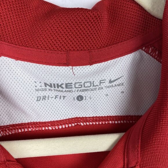Nike Golf Men's Polo Shirt Red Dri-Fit Size Large Logo Embroidered Short Sleeve - Picture 4 of 5